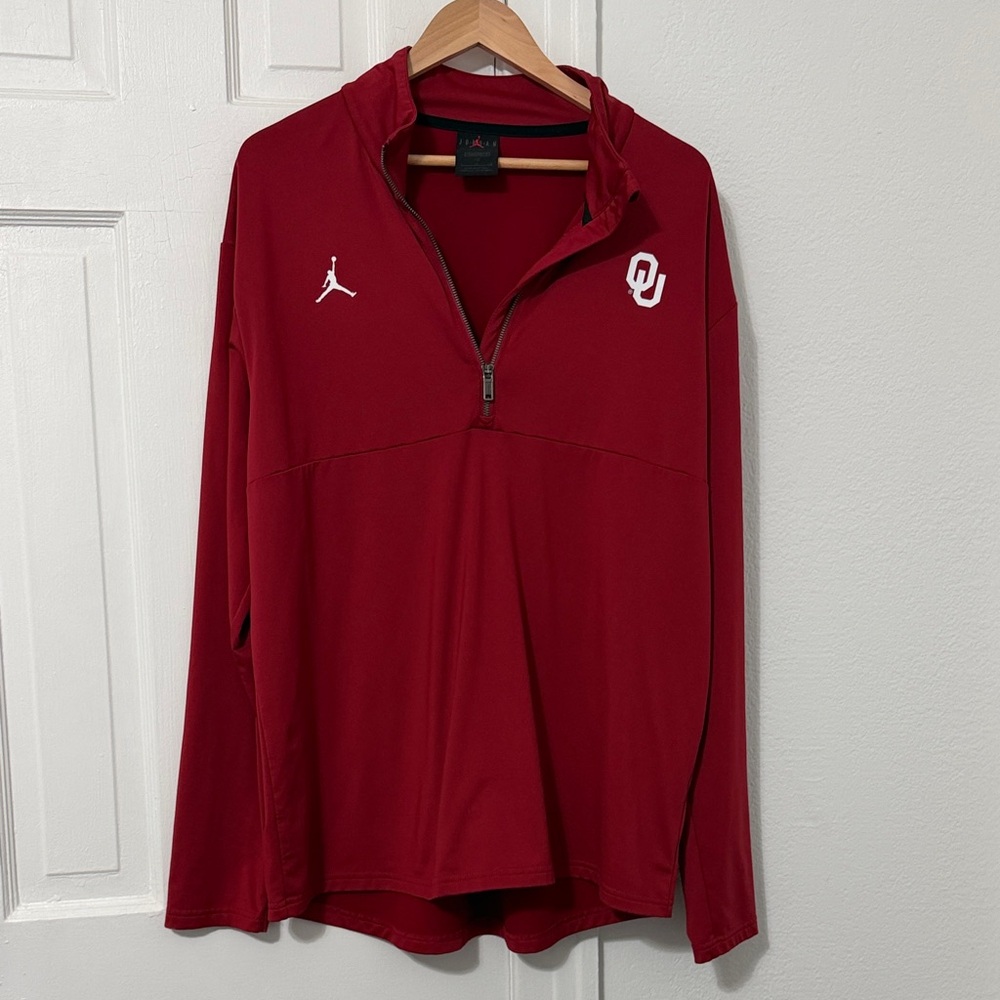 OU Jordan Men's Crimson Quarter-Zip Jacket L